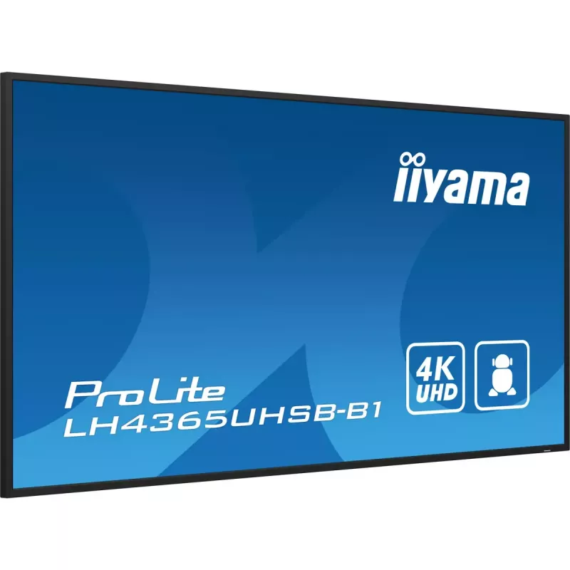 iiyama LH4365UHSB-B1 Pantalla de señalización Diseño kiosco 108 cm (42,5 inch) LED Wi-Fi 800 cd/m² 4K Ultra HD Negro Procesador integrado Android 11 24/7