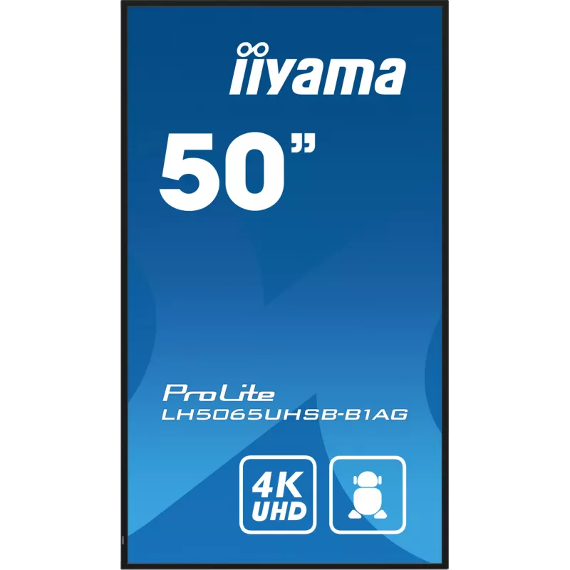 iiyama LH5065UHSB-B1AG Pantalla de señalización Pantalla plana de señalización digital 125,7 cm (49,5 inch) LCD Wi-Fi 800 cd/m² 4K Ultra HD Negro Procesador integrado Android 11 24/7