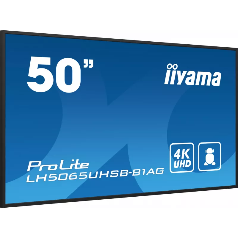iiyama LH5065UHSB-B1AG Pantalla de señalización Pantalla plana de señalización digital 125,7 cm (49,5 inch) LCD Wi-Fi 800 cd/m² 4K Ultra HD Negro Procesador integrado Android 11 24/7