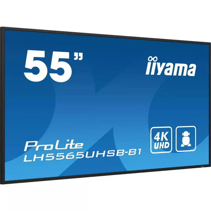 iiyama LH5565UHSB-B1 Pantalla de señalización Diseño kiosco 138,7 cm (54,6 inch) LED Wi-Fi 800 cd/m² 4K Ultra HD Negro Procesador integrado Android 11 24/7