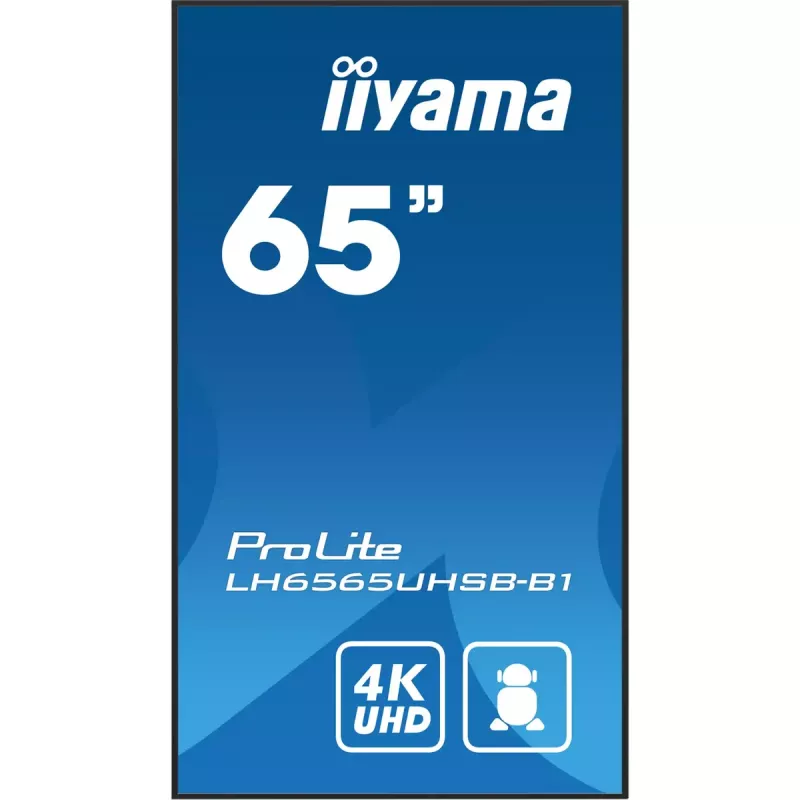 iiyama LH6565UHSB-B1 Pantalla de señalización Diseño kiosco 163,8 cm (64,5 inch) LED Wi-Fi 800 cd/m² 4K Ultra HD Negro Procesador integrado Android 11 24/7
