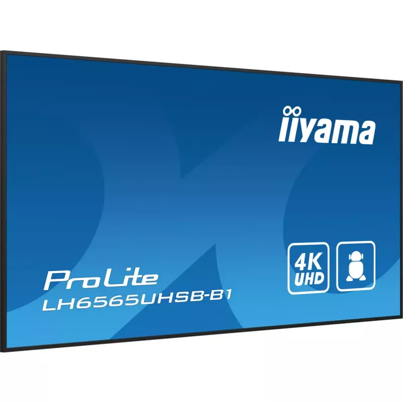 iiyama LH6565UHSB-B1 Pantalla de señalización Diseño kiosco 163,8 cm (64,5 inch) LED Wi-Fi 800 cd/m² 4K Ultra HD Negro Procesador integrado Android 11 24/7