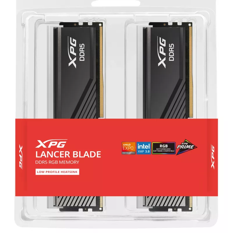 DIMM 32 GB DDR5-6000 (2x 16 GB) Dual-Kit, memoria RAM negra, AX5U6000C4816G-DTLABRBK, XPG Lancer Blade RGB, INTEL XMP, AMD EXPO