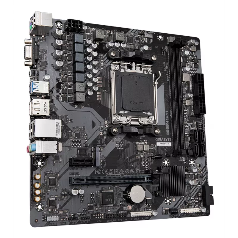 Placa base GIGABYTE B650M S2H - CPUs AMD Ryzen serie 9000, VRM 5+2+2 fases, hasta 6400MHz DDR5 (OC), 1xPCIe 4.0 M.2, GbE LAN, USB 3.2 Gen 1