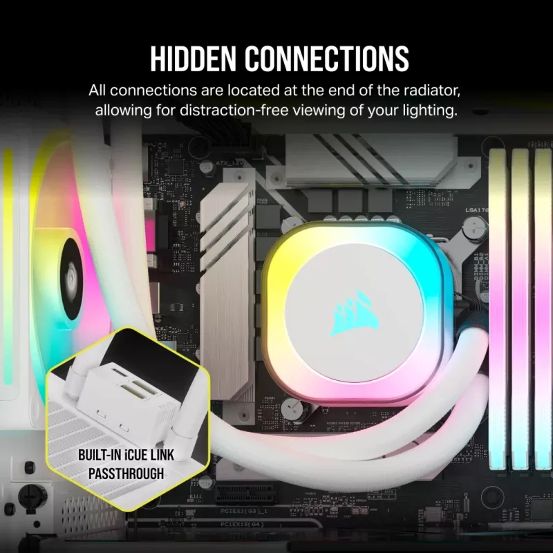 Disipador de CPU CORSAIR – iCUE Link H100i RGB refrigeración líquida AiO – blanco