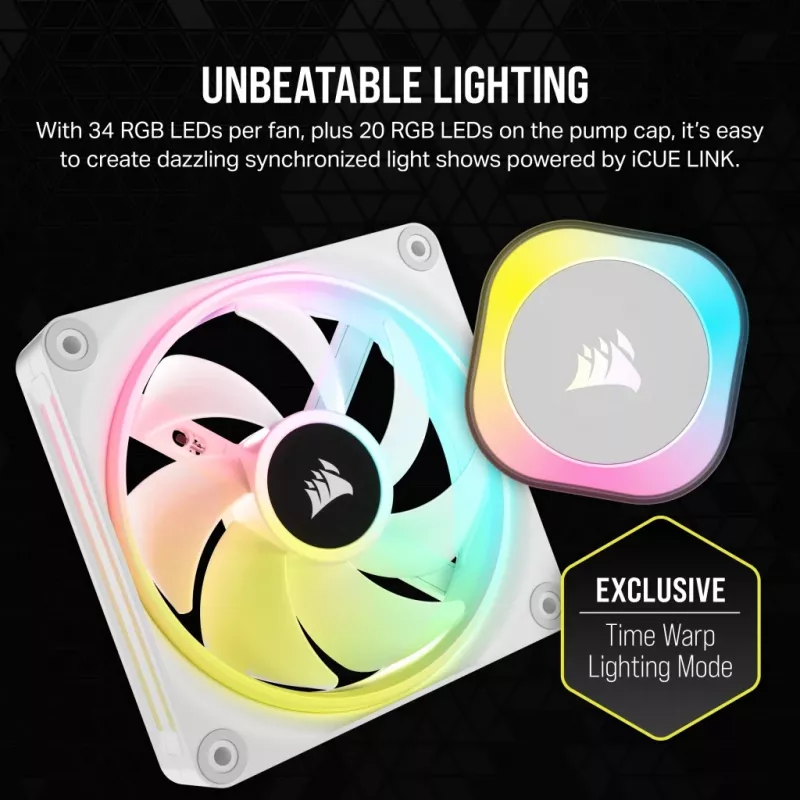 Disipador de CPU CORSAIR – iCUE Link H100i RGB refrigeración líquida AiO – blanco