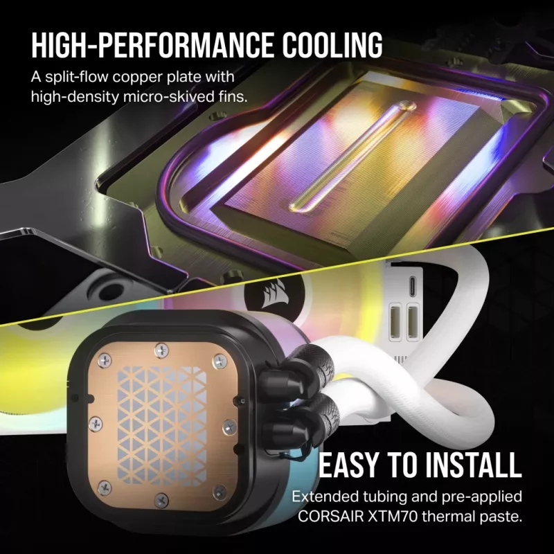 Disipador de CPU CORSAIR – iCUE Link H100i RGB refrigeración líquida AiO – blanco