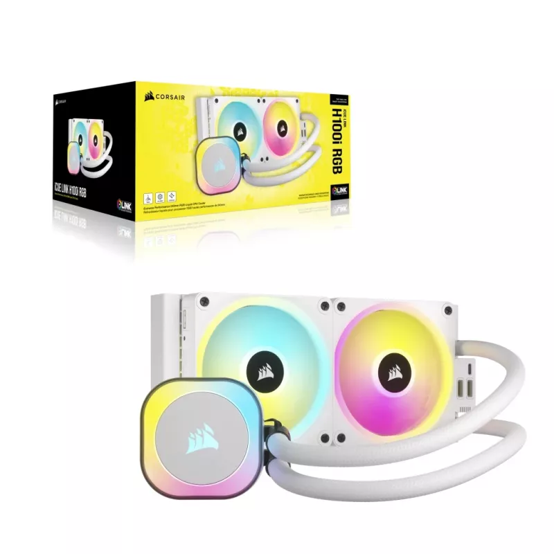 Disipador de CPU CORSAIR – iCUE Link H100i RGB refrigeración líquida AiO – blanco