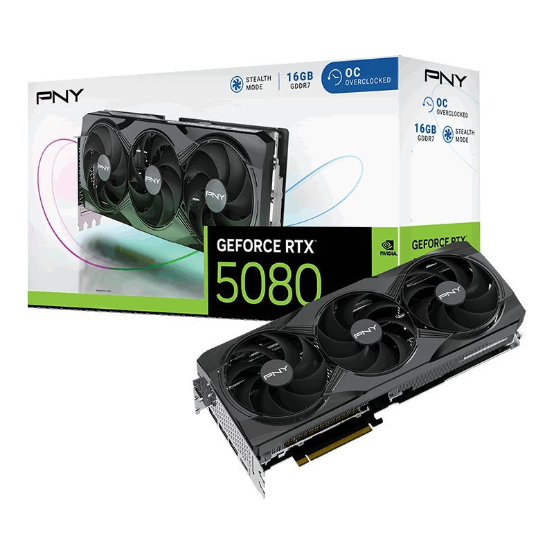 Tarjeta gráfica PNY GeForce RTX 5080 16GB Overclocked Triple Fan - 16GB GDDR7 - DisplayPort 2.1b / HDMI 2.1b