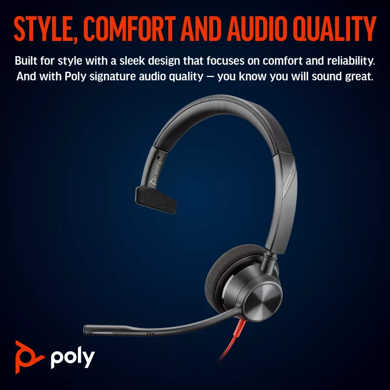 HP Poly Blackwire 3310 auriculares monoaurales con USB-C + adaptador USB-C/A