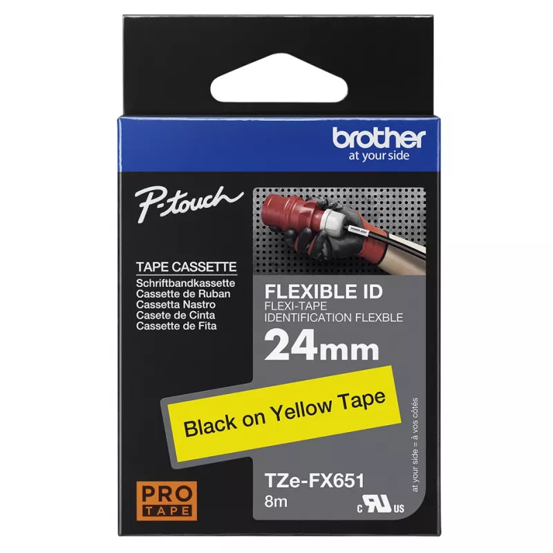 Cinta de etiquetas Brother TZE-FX651 negro sobre amarillo TZ
