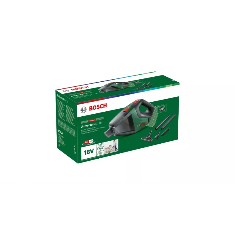 Aspirador Bosch UniversalVac 18 2 en 1 con batería, batería, en seco, sin bolsa, negro, verde