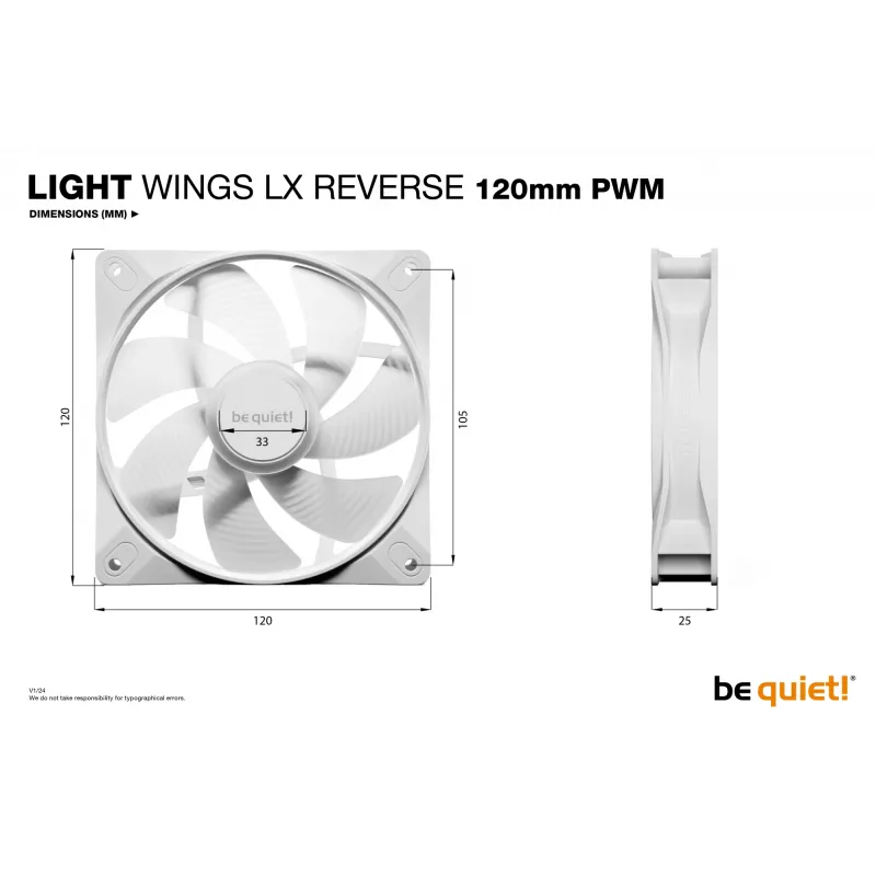 Ventilador de caja be quiet! Light Wings LX 120 mm PWM Reverse blanco 12 cm 1 unidad