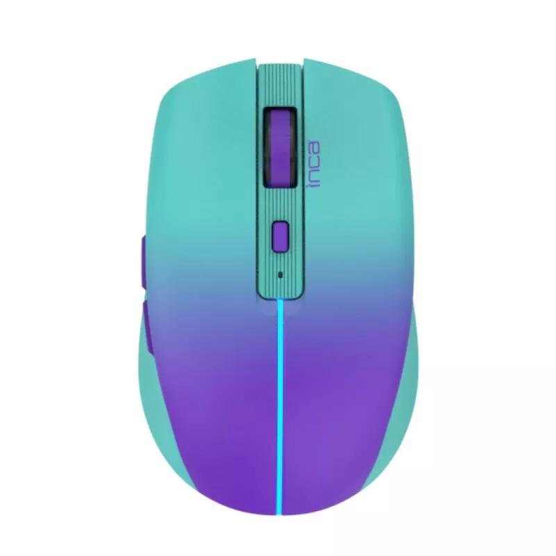 Ratón inalámbrico INCA Iwm-511rm – RF inalámbrico + Bluetooth + USB Type-C – 1600 dpi – 6 botones – verde violeta