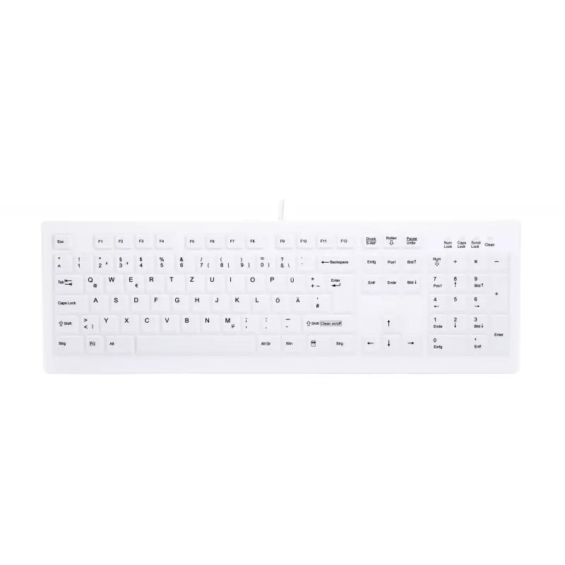 Contour Design Active Key Contour ClassicClean teclado médico con cubierta extraíble, formato completo, con cable, blanco, DE C8100