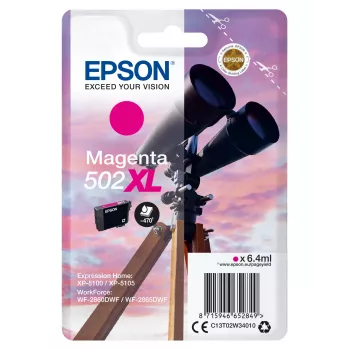 Epson paquete individual magenta 502XL tinta, alto (XL) rendimiento, magenta, tinta pigmentada, 6,4 ml, 1 unidad, 470 páginas