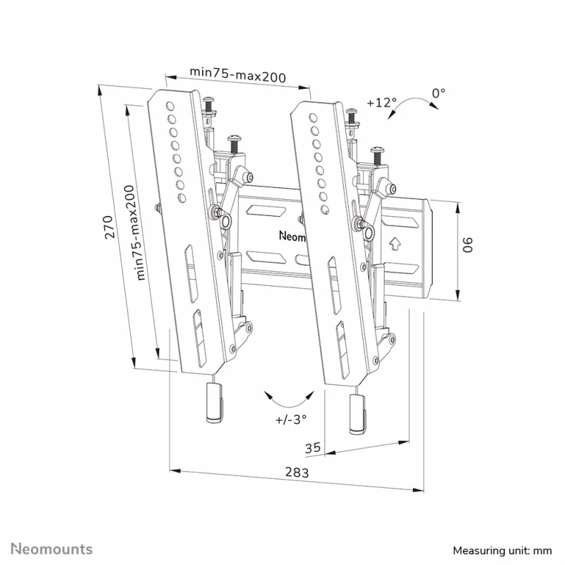 Neomounts WL35S-850BL12 soporte de pared para TV 24-65 pulgadas - inclinable - con bloqueo - montaje rápido