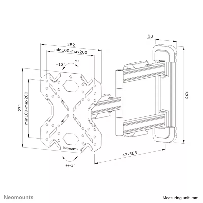 Neomounts WL40S-850BL12 soporte de pared para TV 32-55 pulgadas - orientación total - montaje rápido