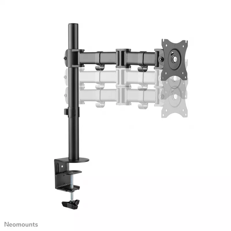 Soporte de escritorio para monitor Neomounts NM-D135BLACK de movimiento completo, abrazadera/pasacables, 10-27 pulgadas, 8 kg, VESA 75x75/100x100, acero, negro