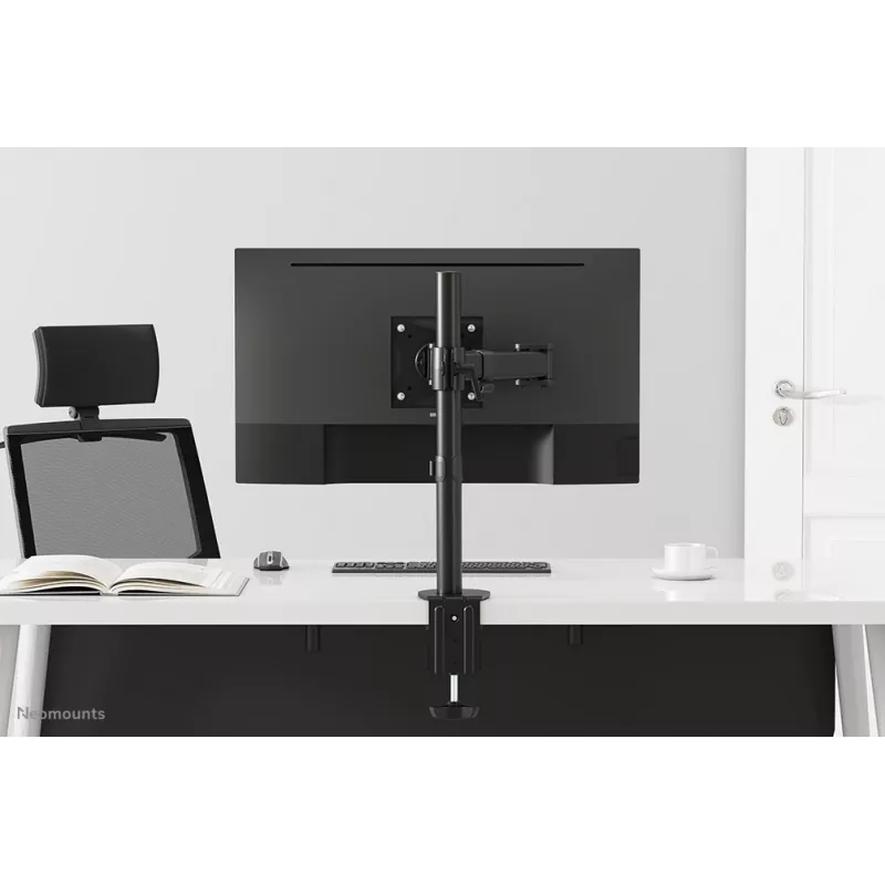 Soporte de escritorio para monitor Neomounts NM-D135BLACK de movimiento completo, abrazadera/pasacables, 10-27 pulgadas, 8 kg, VESA 75x75/100x100, acero, negro