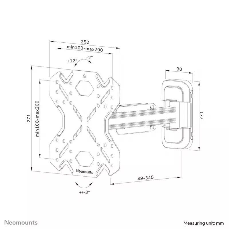Neomounts WL40S-840BL12 soporte de pared para TV 32-55 pulgadas - orientación total - montaje rápido