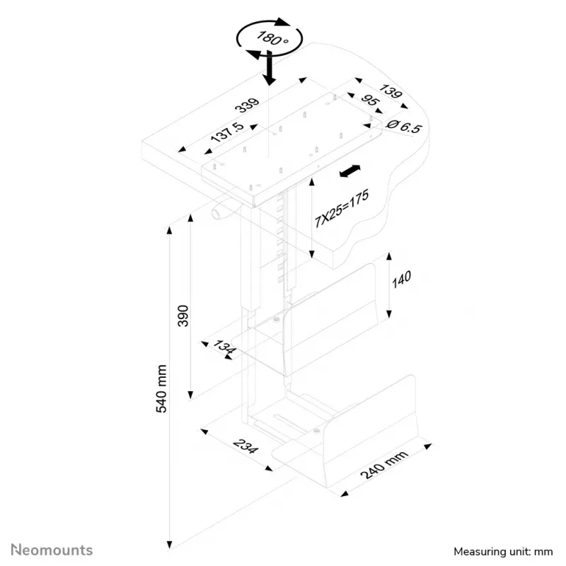 Neomounts CPU-D250BLACK soporte para CPU - giratorio - máx. 30 kg - universal