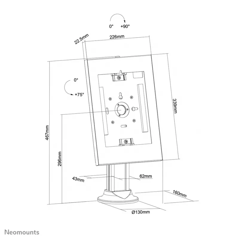 Neomounts DS15-640WH1 soporte para tablet de sobremesa 9,7-11 pulgadas - con bloqueo