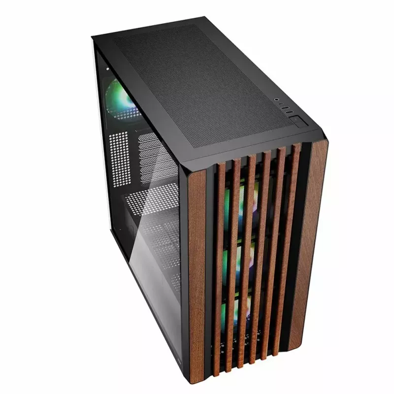 Caja de PC Sharkoon REBEL C70G RGB Full Tower Negra, Madera