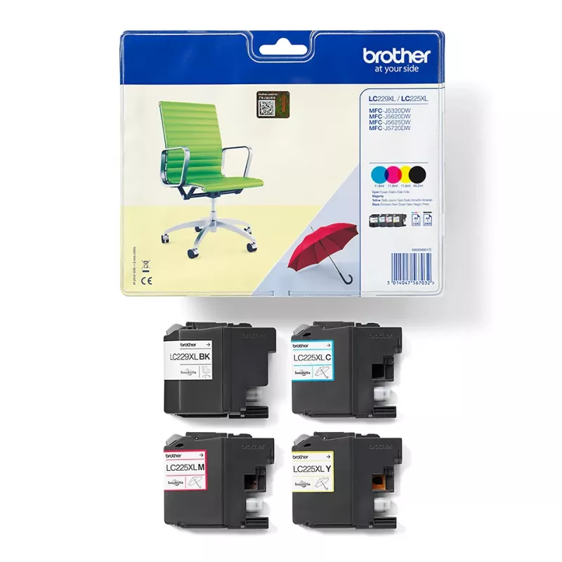Cartucho de tinta Brother LC-229XLVALBP 4 uds. original negro, cian, magenta, amarillo