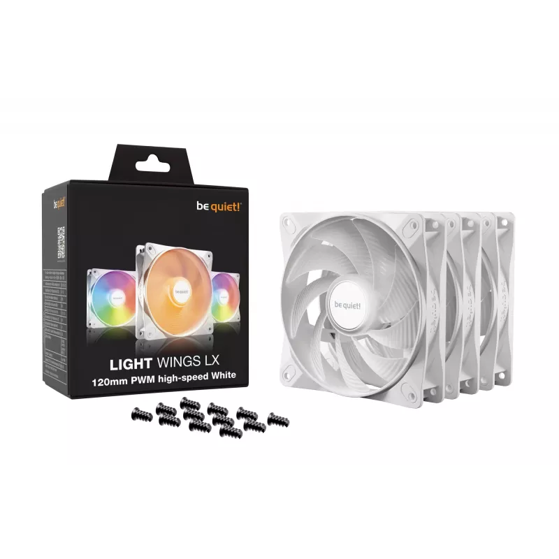 be quiet! LIGHT WINGS LX 120mm PWM High Speed Pack de 3 Blancos
