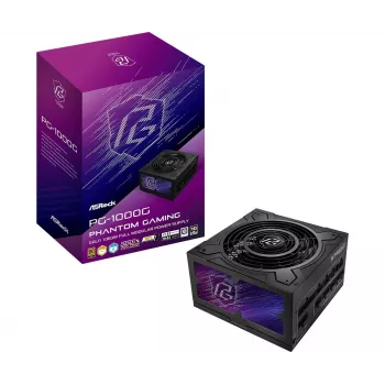 Fuente de alimentación ASRock Phantom Gaming PG-1000G 750 W, ATX 20+4 Pin, 80 PLUS Gold, ventilador de 135 mm, totalmente modular, negra