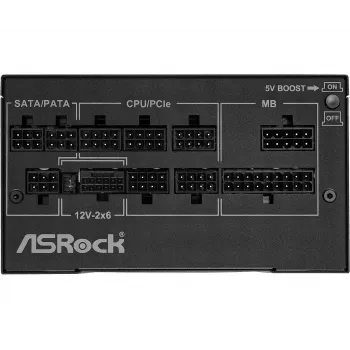 Fuente de alimentación ASRock Phantom Gaming PG-1000G 750 W, ATX 20+4 Pin, 80 PLUS Gold, ventilador de 135 mm, totalmente modular, negra