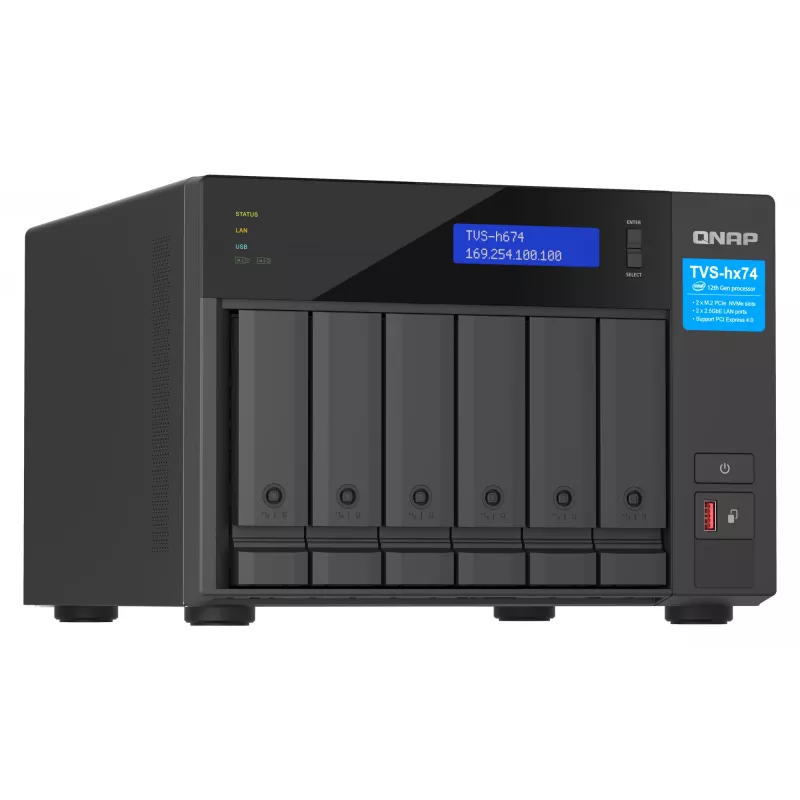 QNAP TVS-H674T-I5-32G Servidor NAS/almacenamiento Torre Intel® Core™ i5 i5-12400 32 GB DDR4 HDD QNAP QTS Negro
