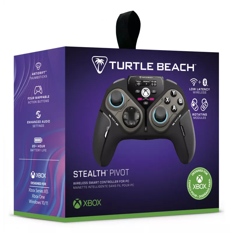 Turtle Beach Stealth Pivot Mando de juego inalámbrico inteligente con módulos giratorios, panel de visualización, sticks de efecto Hall, botones reasignables para PC con Windows, Xbox Series X|S y Xbox One