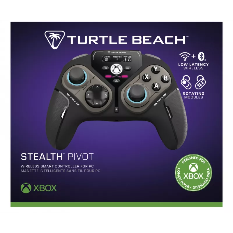 Turtle Beach Stealth Pivot Mando de juego inalámbrico inteligente con módulos giratorios, panel de visualización, sticks de efecto Hall, botones reasignables para PC con Windows, Xbox Series X|S y Xbox One