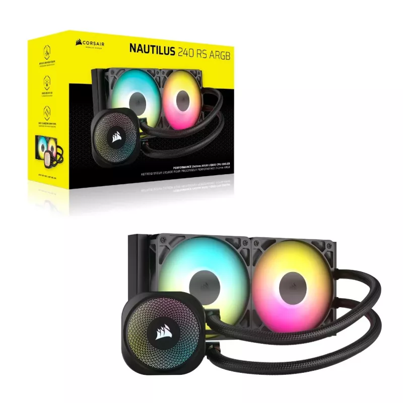CORSAIR Nautilus 240 Rs ArGB Refrigeración líquida todo en uno Negro