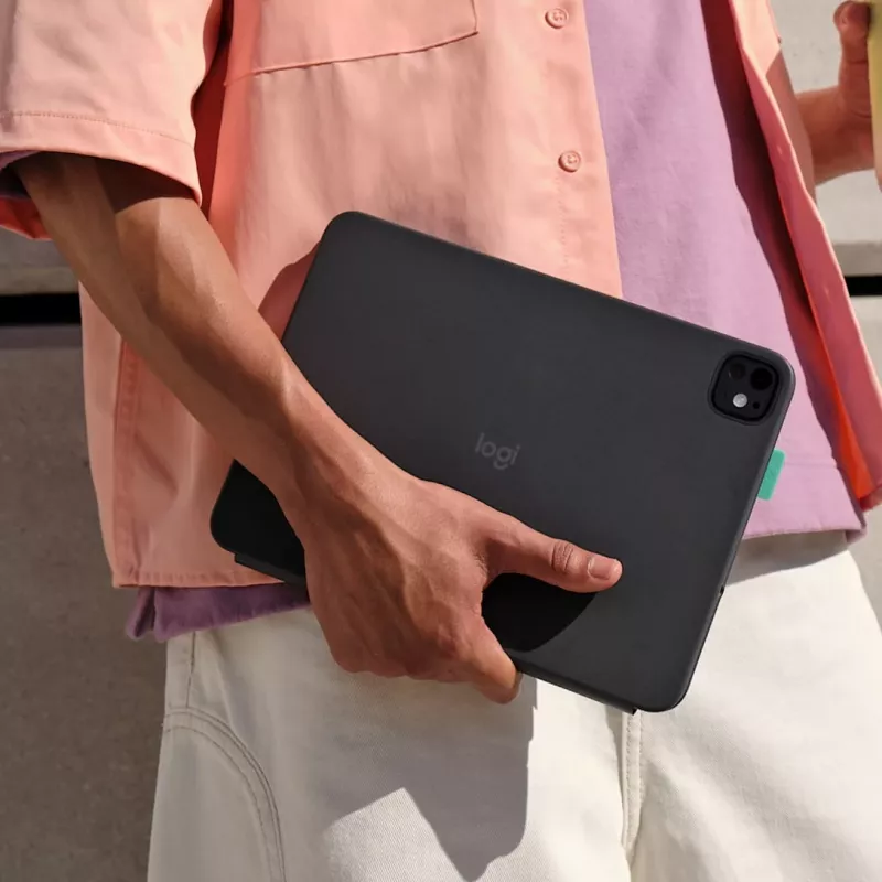 Funda con teclado Logitech Flip Folio QWERTZ Alemán para iPad Pro/Air 11 pulgadas, Bluetooth, Grafito, batería 90 mAh