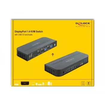 DELOCK Switch KVM DisplayPort 1.4 8K 30Hz USB 3.0 + Audio