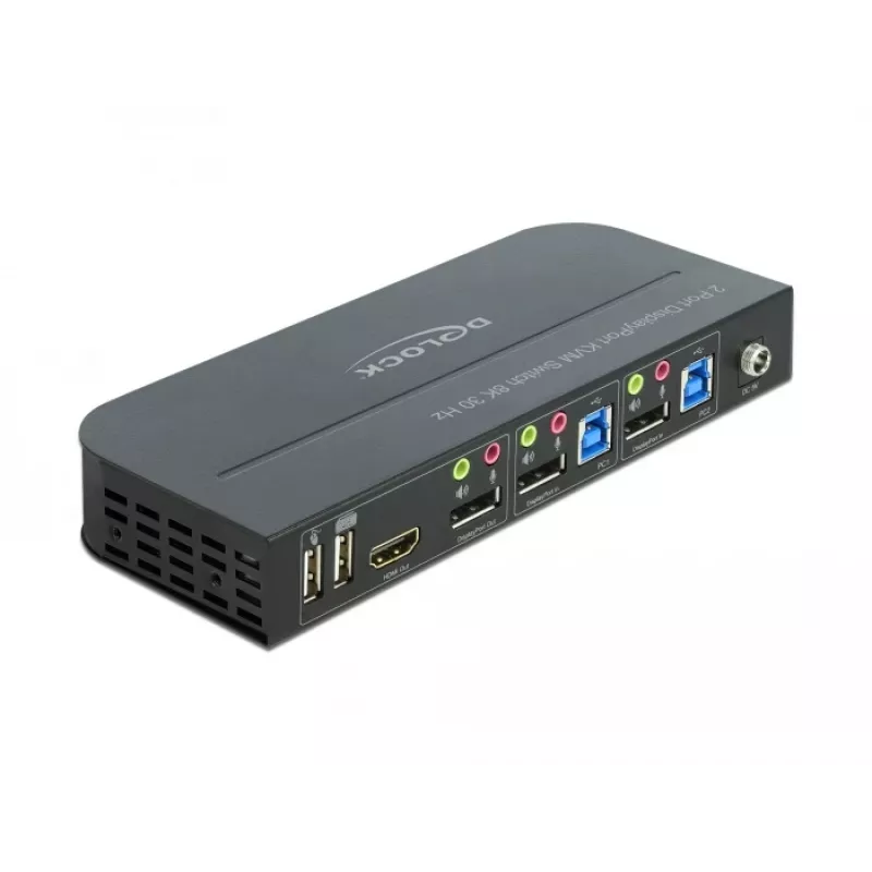 DELOCK Switch KVM DisplayPort 1.4 8K 30Hz USB 3.0 + Audio