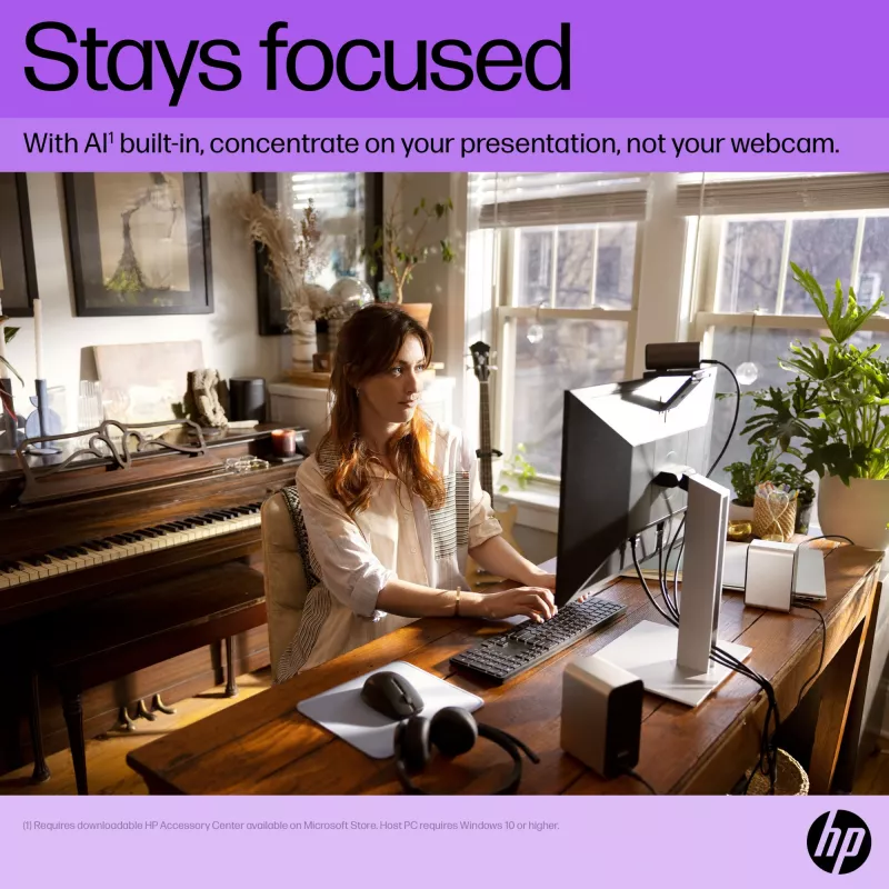 Webcam HP 965 4K Streaming, 8 MP, 3840 x 2160 píxeles, Full HD, 60 fps, 1280x720@30fps, 1280x720@60fps, 1920x1080@30fps, 1920x1080@60fps, 3840x2160@30fps, USB