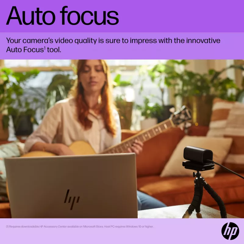 Webcam HP 965 4K Streaming, 8 MP, 3840 x 2160 píxeles, Full HD, 60 fps, 1280x720@30fps, 1280x720@60fps, 1920x1080@30fps, 1920x1080@60fps, 3840x2160@30fps, USB