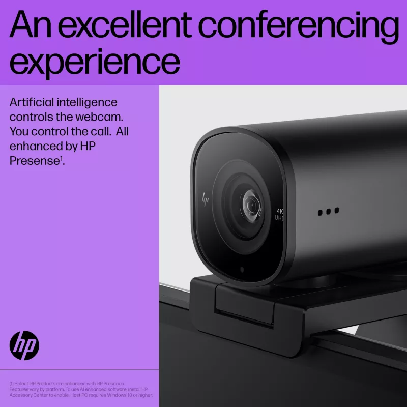 Webcam HP 965 4K Streaming, 8 MP, 3840 x 2160 píxeles, Full HD, 60 fps, 1280x720@30fps, 1280x720@60fps, 1920x1080@30fps, 1920x1080@60fps, 3840x2160@30fps, USB