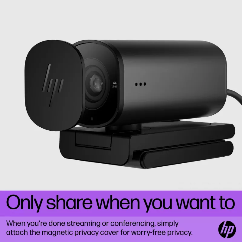 Webcam HP 965 4K Streaming, 8 MP, 3840 x 2160 píxeles, Full HD, 60 fps, 1280x720@30fps, 1280x720@60fps, 1920x1080@30fps, 1920x1080@60fps, 3840x2160@30fps, USB