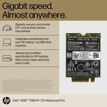 HP XMM 7560 R+ LTE-Advanced Pro WWAN, China, Empresa, -20 - 65 °C, -40 - 85 °C, Windows 10, Windows 11, 42 mm
