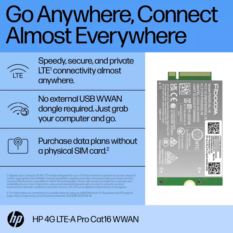 HP 4G LTE-A Pro Cat16 WWAN Tarjetas/adaptadores de interfaz