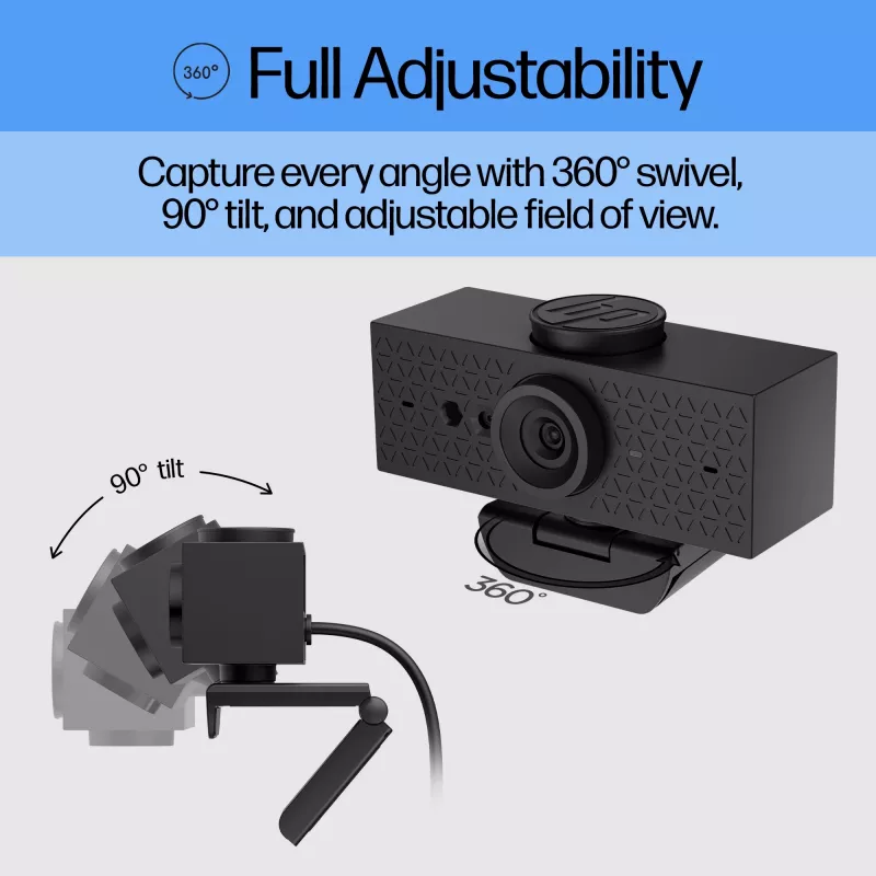 Webcam HP 620 FHD, 4 MP, 1920 x 1080 píxeles, Full HD, 60 fps, 720p, 1080p, 5x