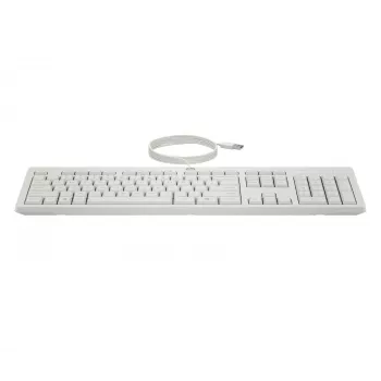 HP 225 Conjunto de ratón y teclado con cable, tamaño completo (100%), con cable, USB, Blanco, ratón incluido