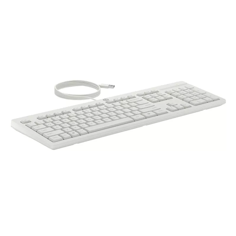 HP 225 Conjunto de ratón y teclado con cable, tamaño completo (100%), con cable, USB, Blanco, ratón incluido