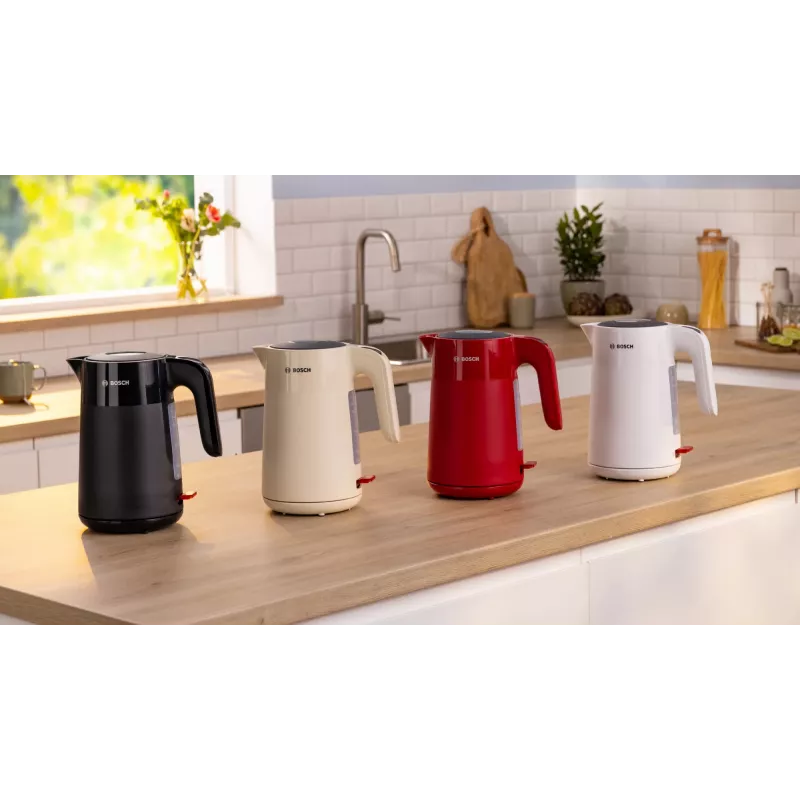 Bosch TWK2M161 hervidor de agua, 1,7 l, 2400 W, blanco, carcasa de plástico, base 360°