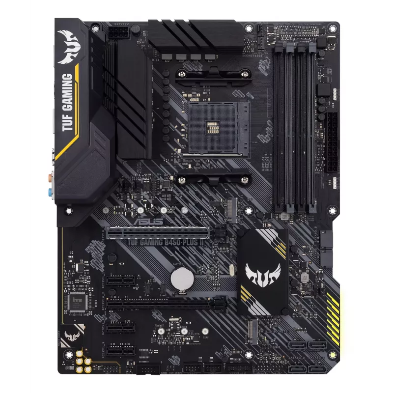 Placa base ASUS TUF GAMING B450-PLUS II ATX, AMD B450, zócalo AM4, 4×DIMM DDR4, 128GB, 1×M.2, 6×SATA, HDMI 2.0b, DP1.2, Gigabit LAN